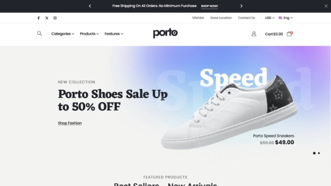 Porto ist eines der besten Elementor-WooCommerce-Themen.