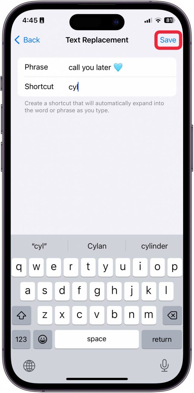 iPhone-Tastaturkürzel