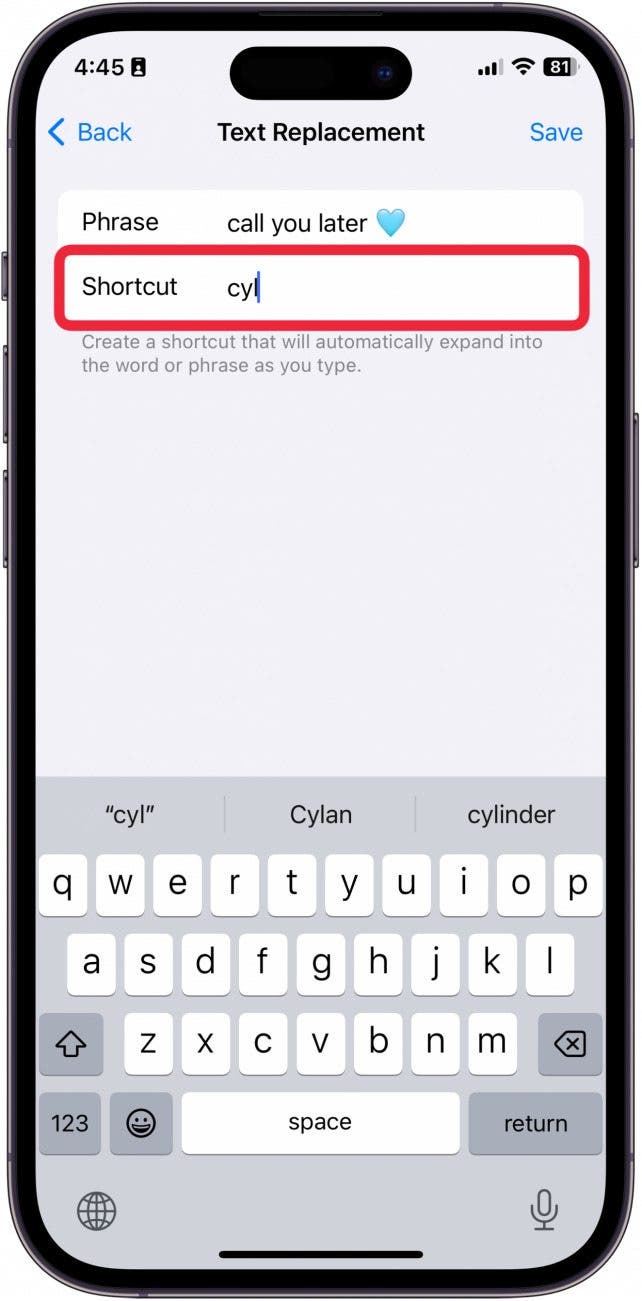 iPhone-Tastaturkürzel
