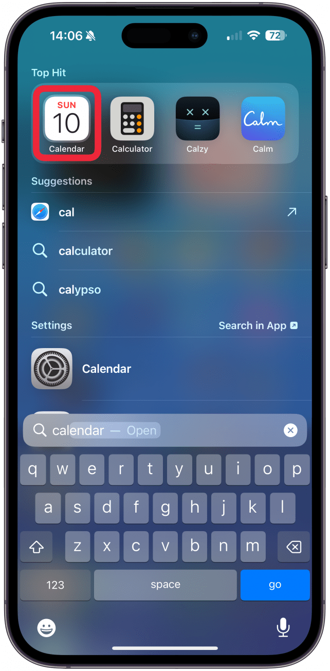 Öffnen Sie die Kalender-App.