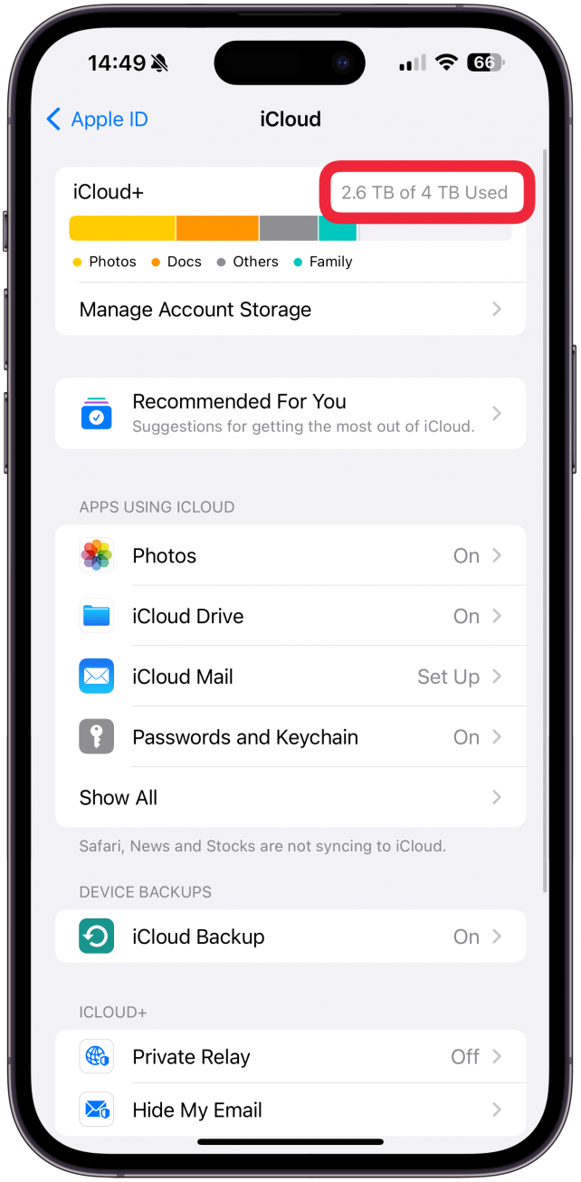 Überprüfen Sie Ihren iCloud-Speicher.