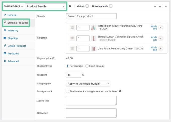 Konfigurieren Sie das WooCommerce-Produktpaket