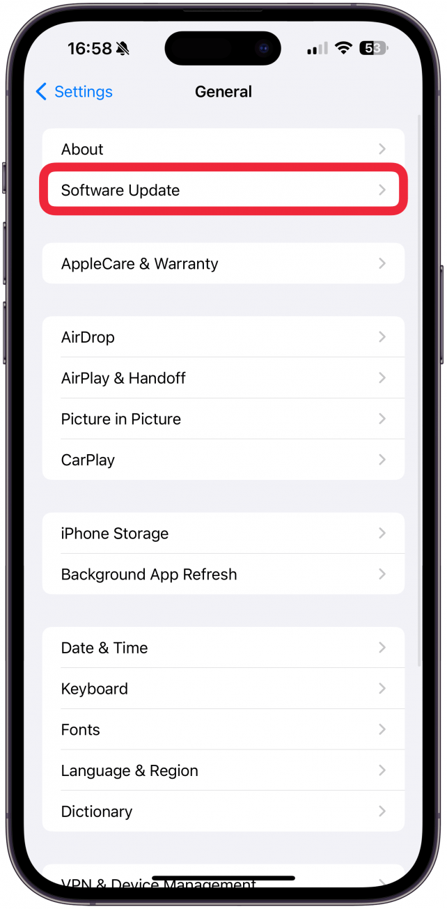 Stellen Sie sicher, dass auf Ihrem iPhone die neueste Version von iOS ausgeführt wird, falls es sich um ein bekanntes Softwareproblem handelt, das von Apple behoben wurde.