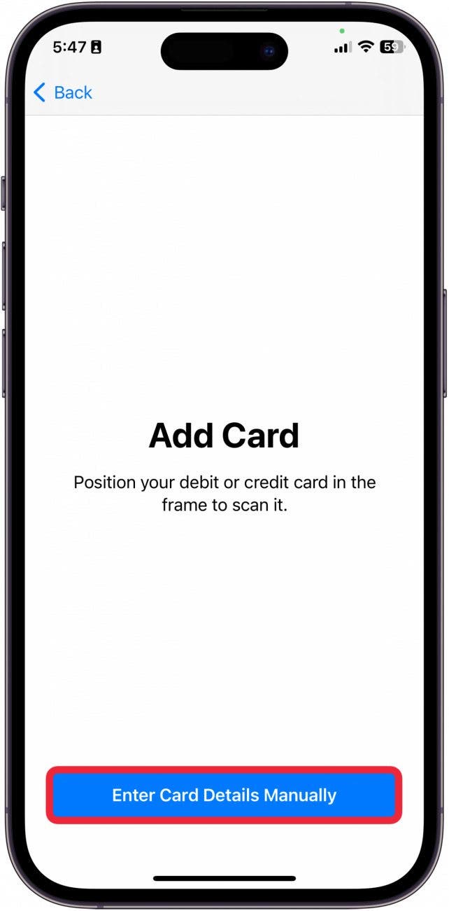 Ändern Sie die Standard-Apple-Pay-Karte