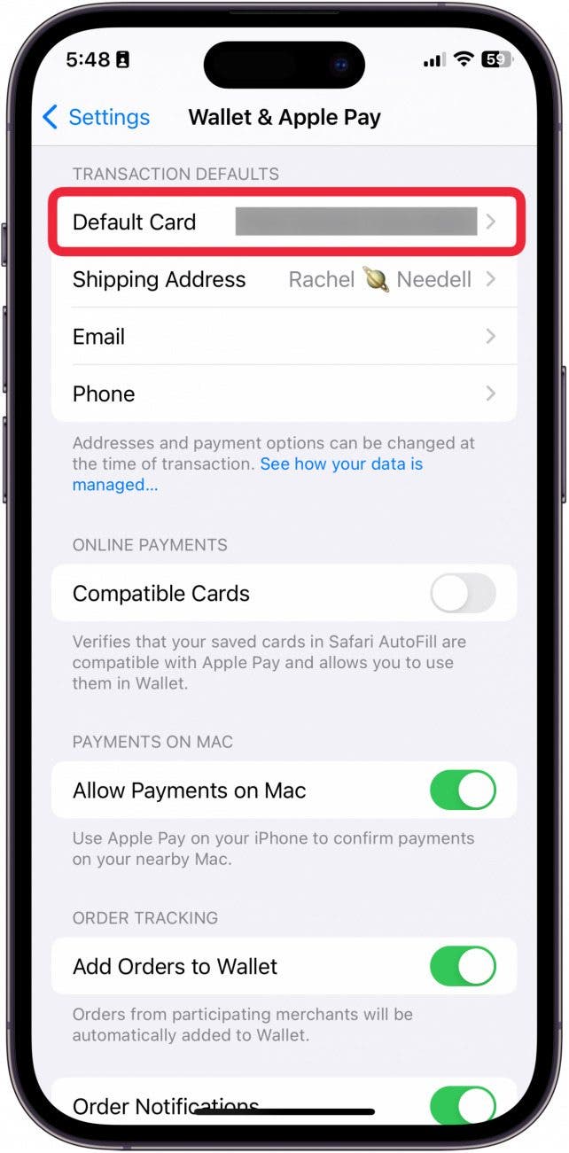 So legen Sie die Standard-Apple-Pay-Karte fest