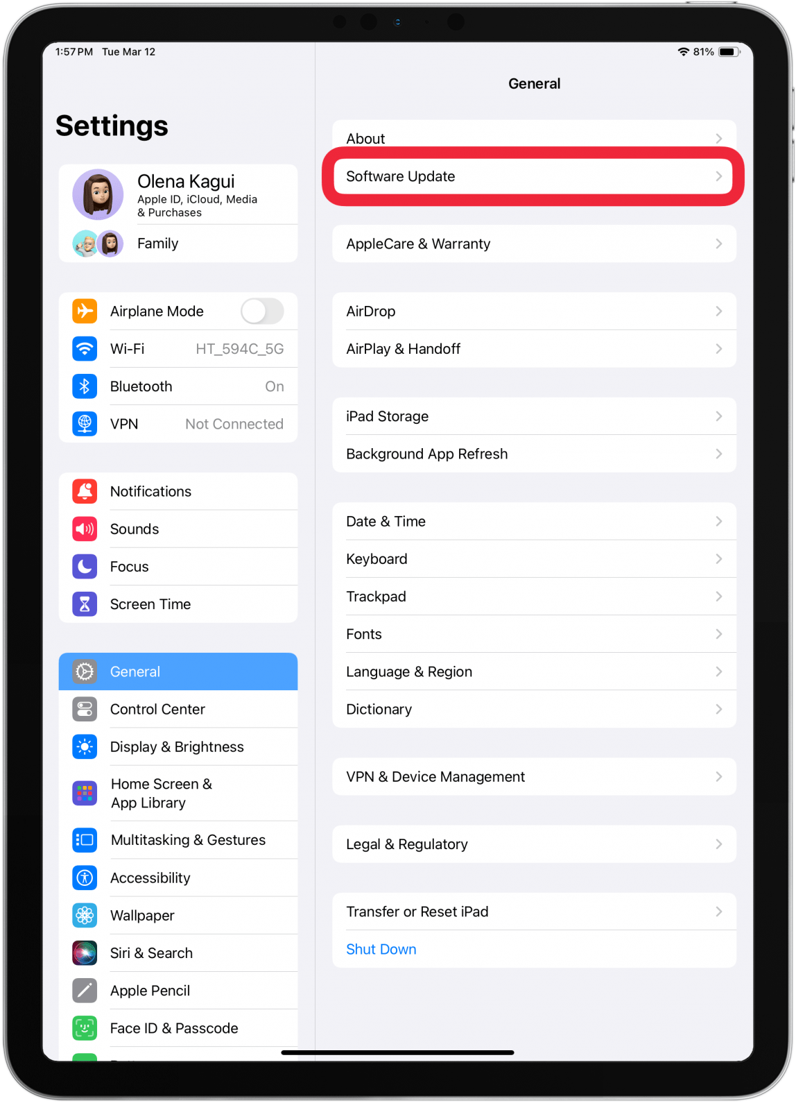 Stellen Sie sicher, dass auf Ihrem iPad die neueste Version von iPadOS ausgeführt wird.