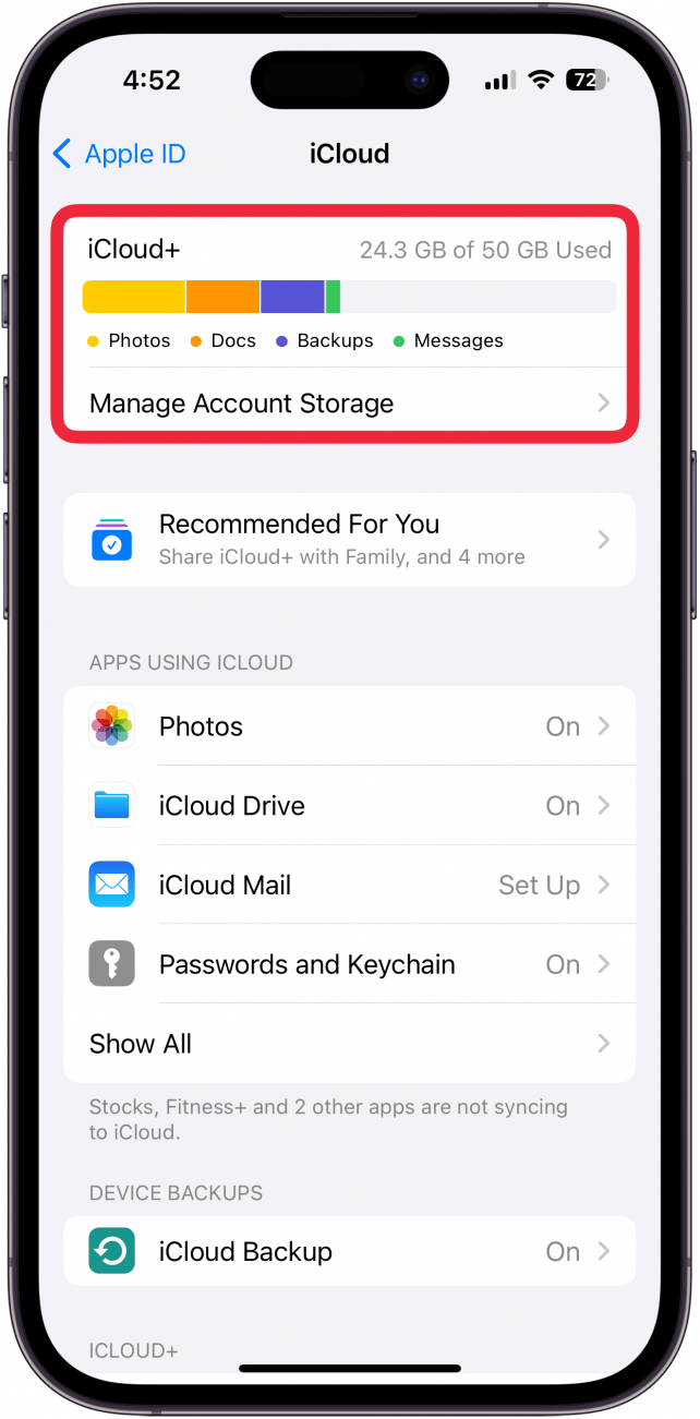 Stellen Sie sicher, dass das iPhone über genügend Speicherplatz verfügt, falls E-Mails auf dem iPhone verschwinden