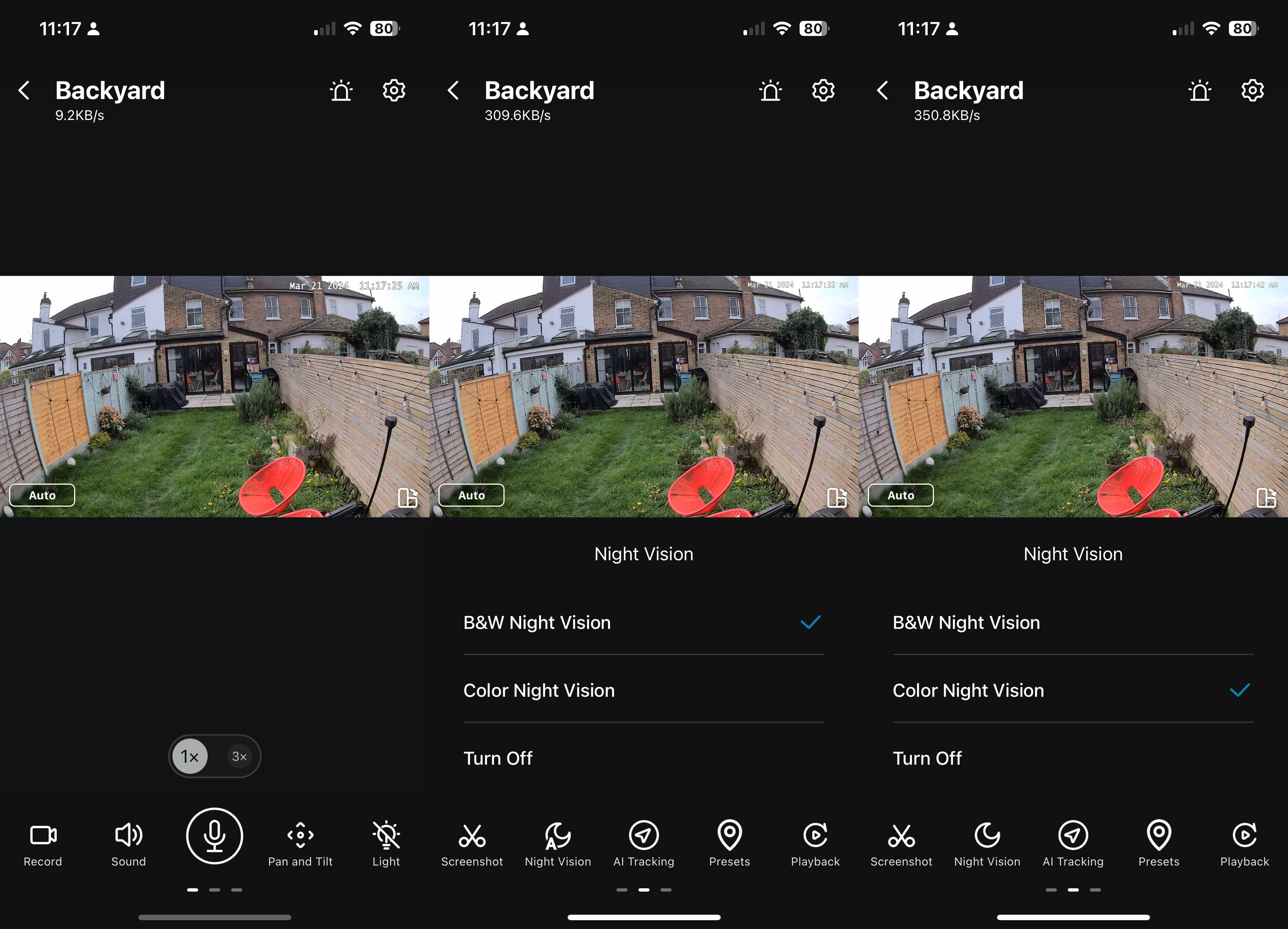 Eufy Floodlight Camera E340 Live-Ansicht und Nachtsichteinstellungen