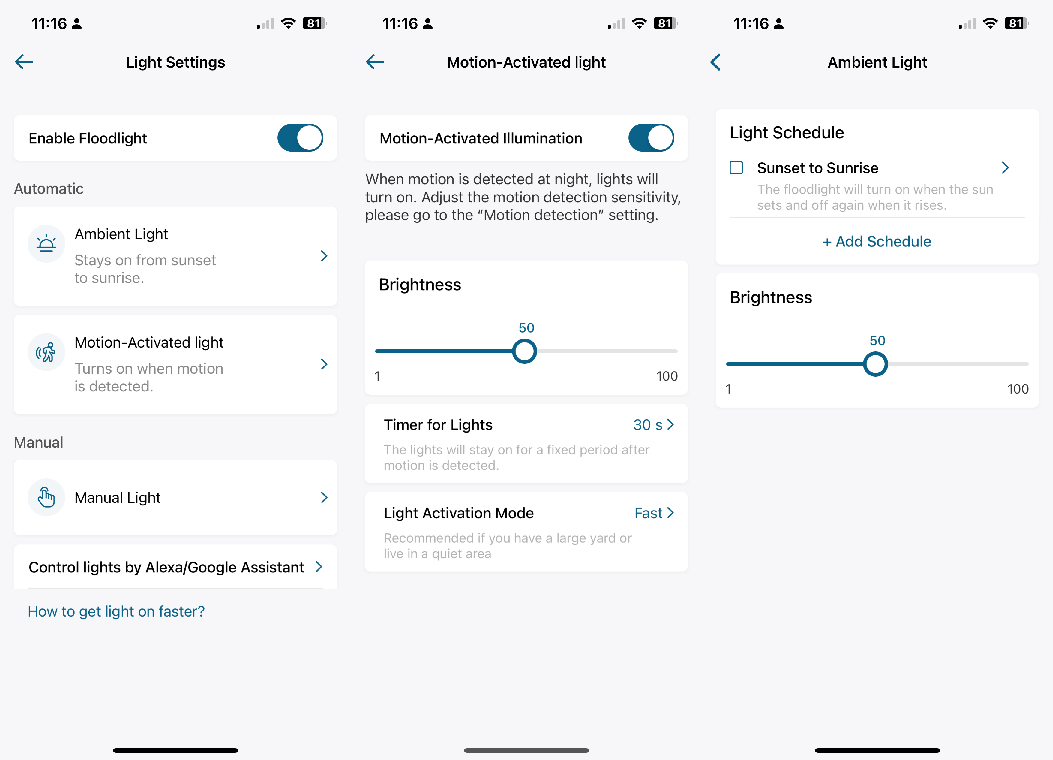 Eufy Floodlight Camera E340 Lichtsteuerung