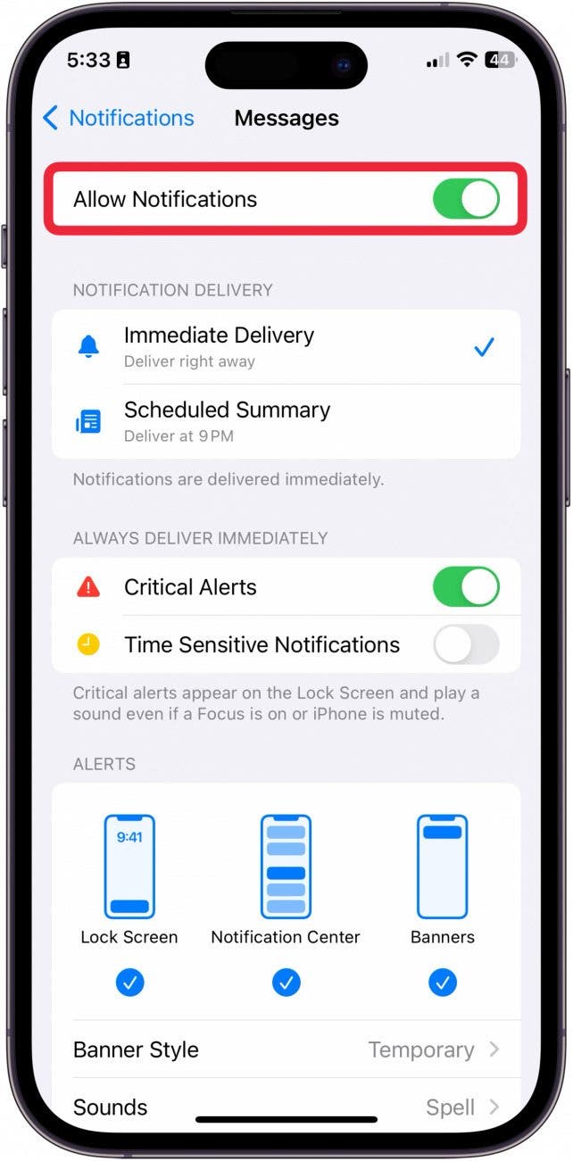 Textbenachrichtigungen funktionieren nicht auf dem iPhone
