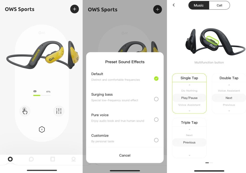 Oladance OWS Sports Steuerungs-App