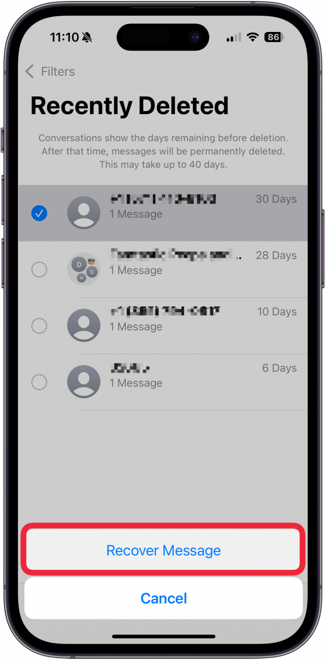 Text versehentlich als Junk gemeldet