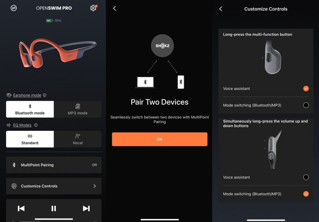 Shokz OpenSwim Pro-Steuerungs-App