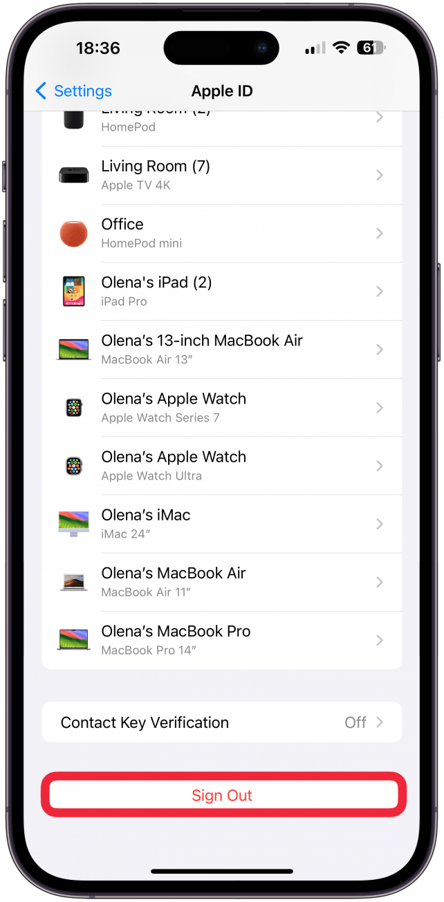 Melden Sie sich auf Ihren Geräten von Ihrer Apple-ID ab und wieder an.