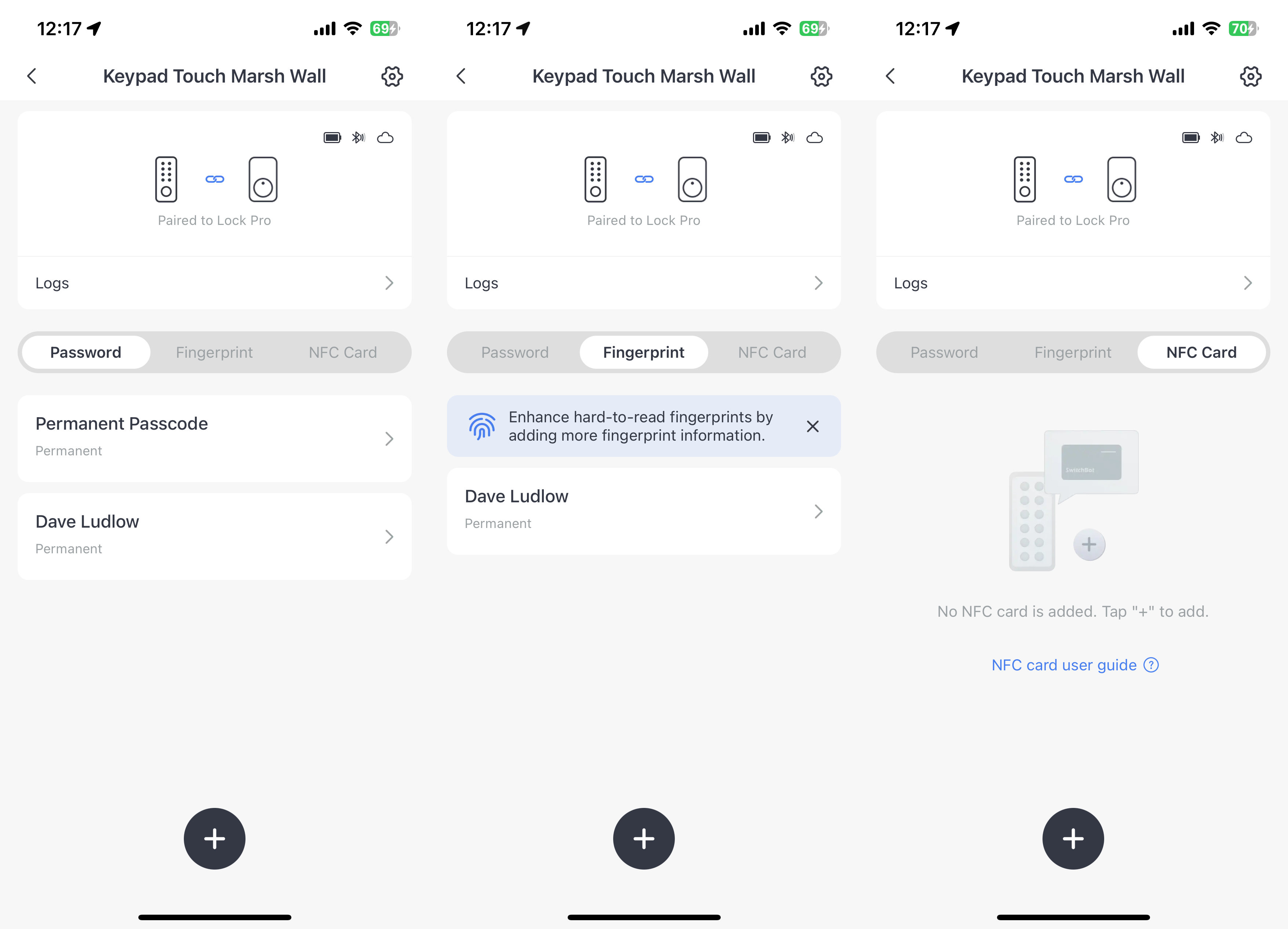 SwitchBot Lock Pro-Eingabeoptionen