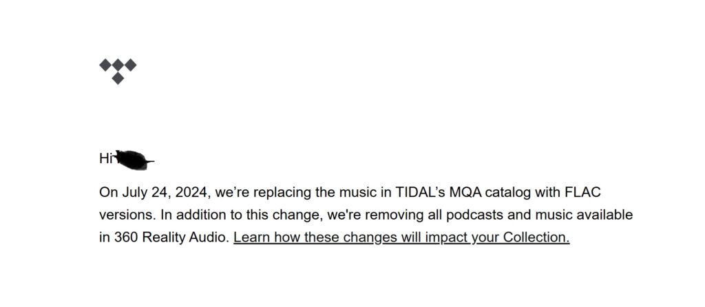 Tidal entfernt 360 Reality Audio