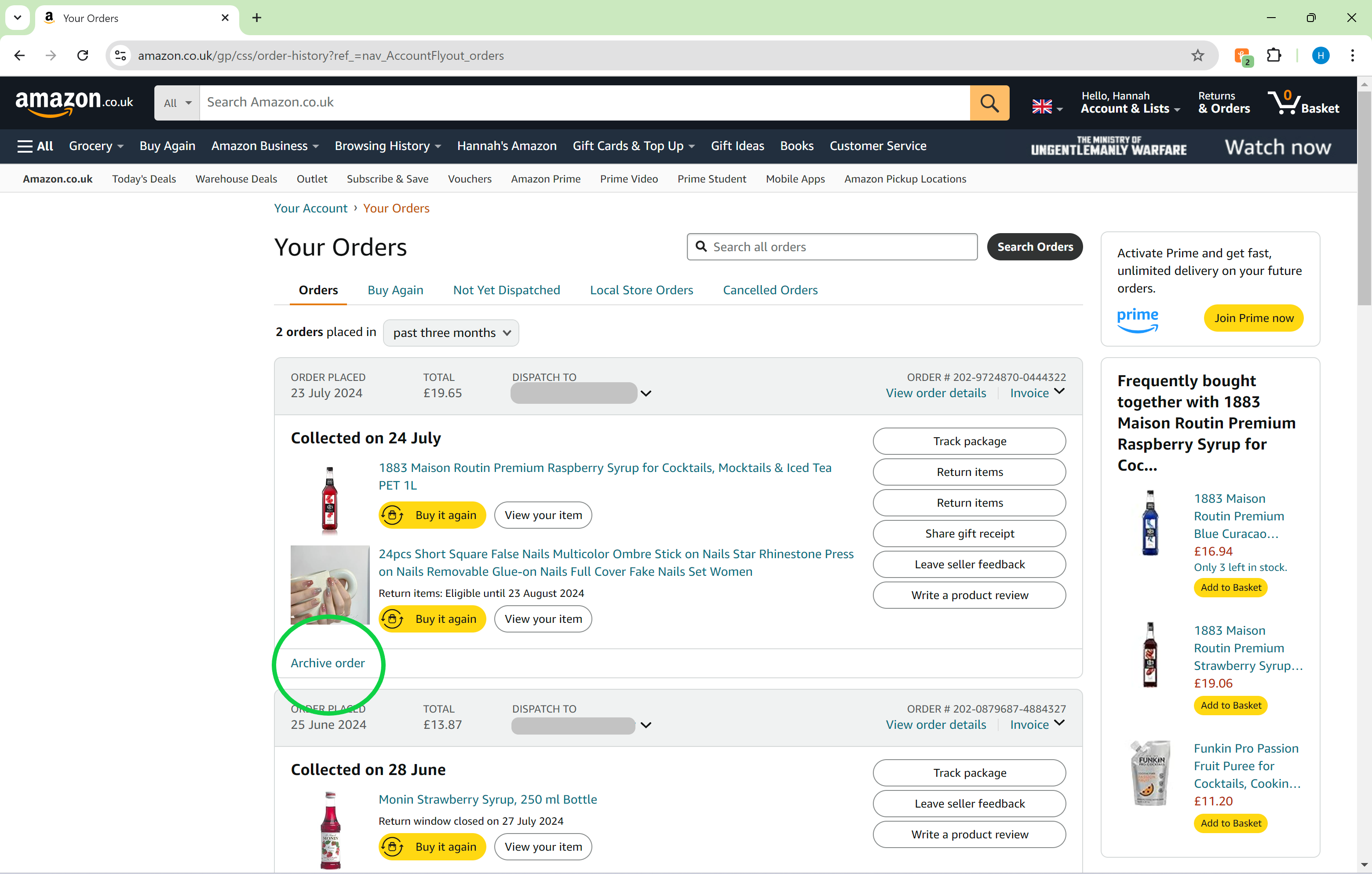 1722357388 714 So verbergen Sie eine Bestellung bei Amazon