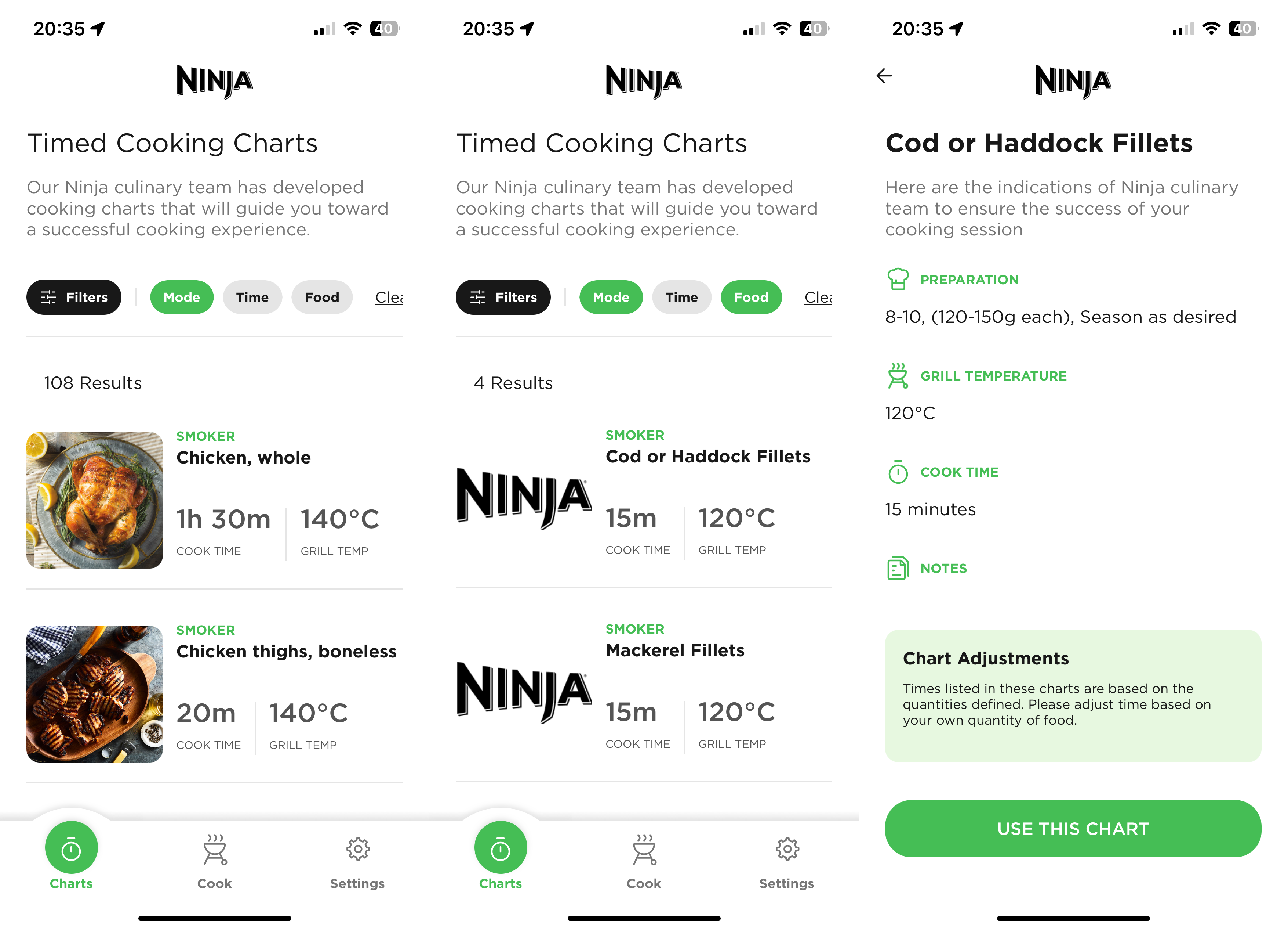 Ninja Woodfire Pro Connect XL Elektro-BBQ-Grill & Smoker App Speisenauswahl