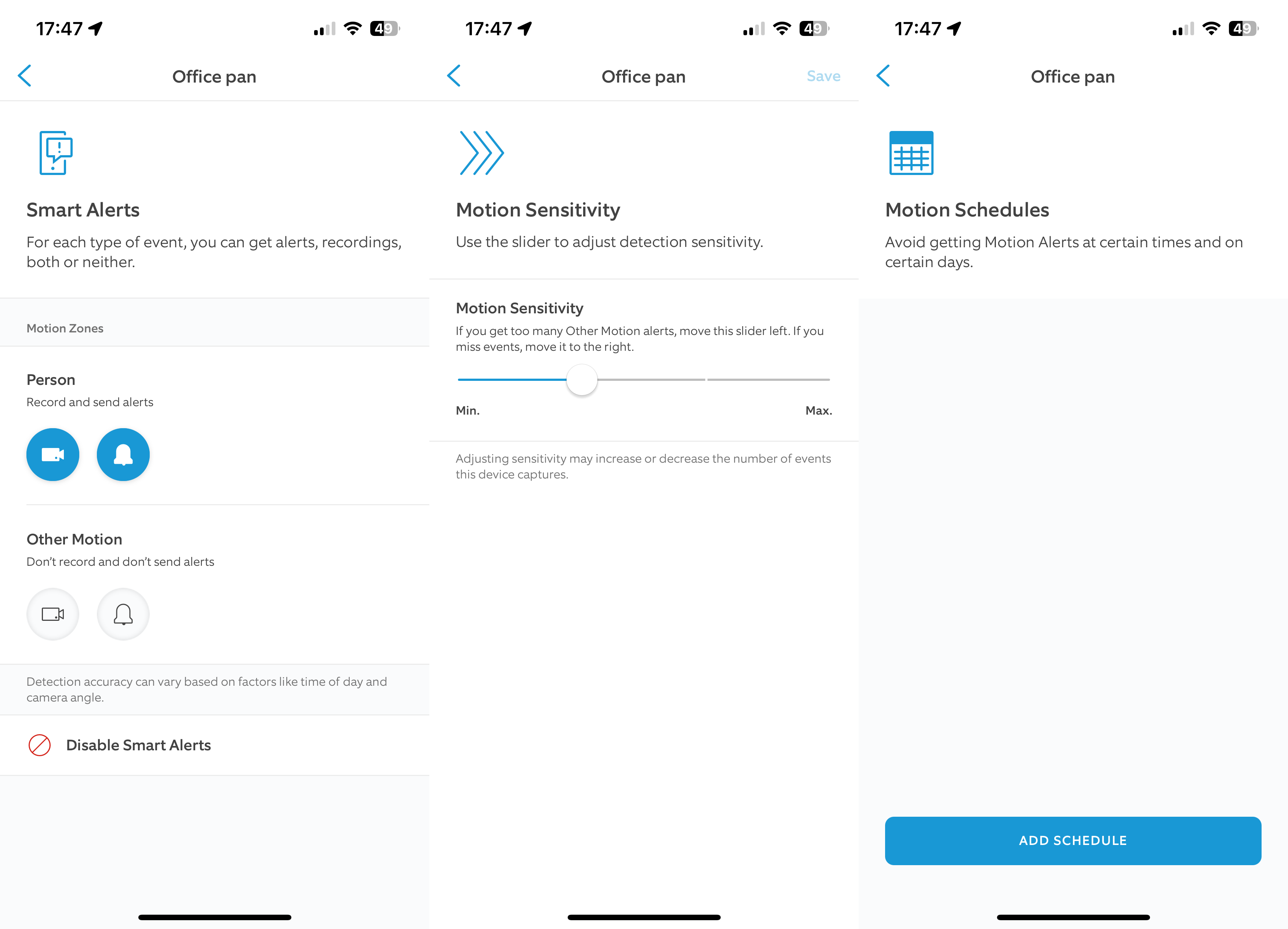 App-Einstellungen für Ring Pan-Tilt Indoor Camera