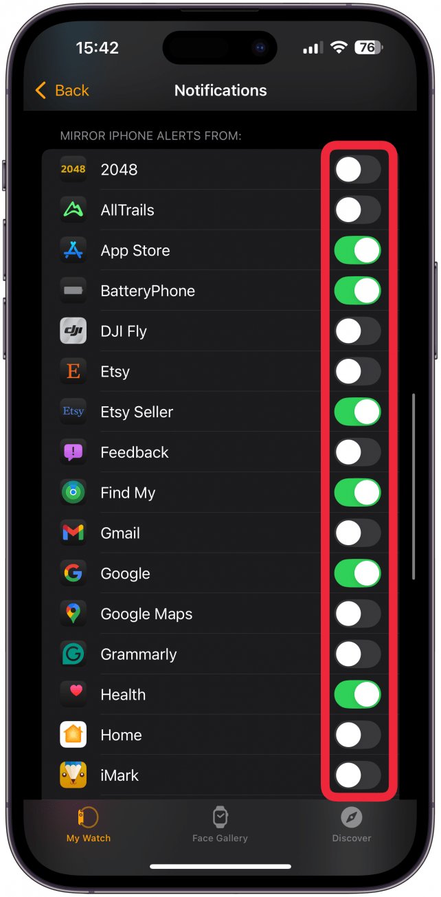 Scrollen Sie als Nächstes nach unten zur zweiten App-Liste.