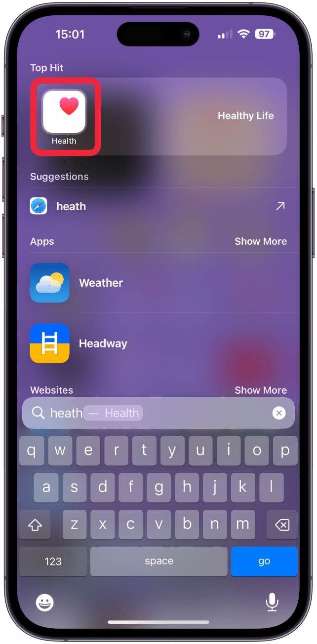 Öffnen Sie die Health-App auf Ihrem iPhone.