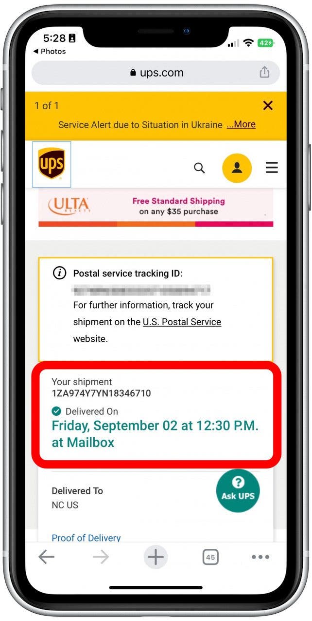 In Ihrem Standardbrowser wird automatisch der passende Paketdienstleister mit Ihren entsprechenden Versandinformationen geöffnet. 