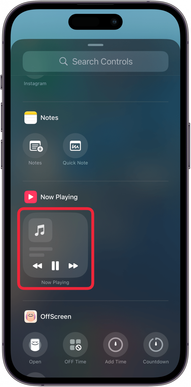 Anpassungsmenü des iPhone-Kontrollzentrums mit einer Liste der Steuerelemente