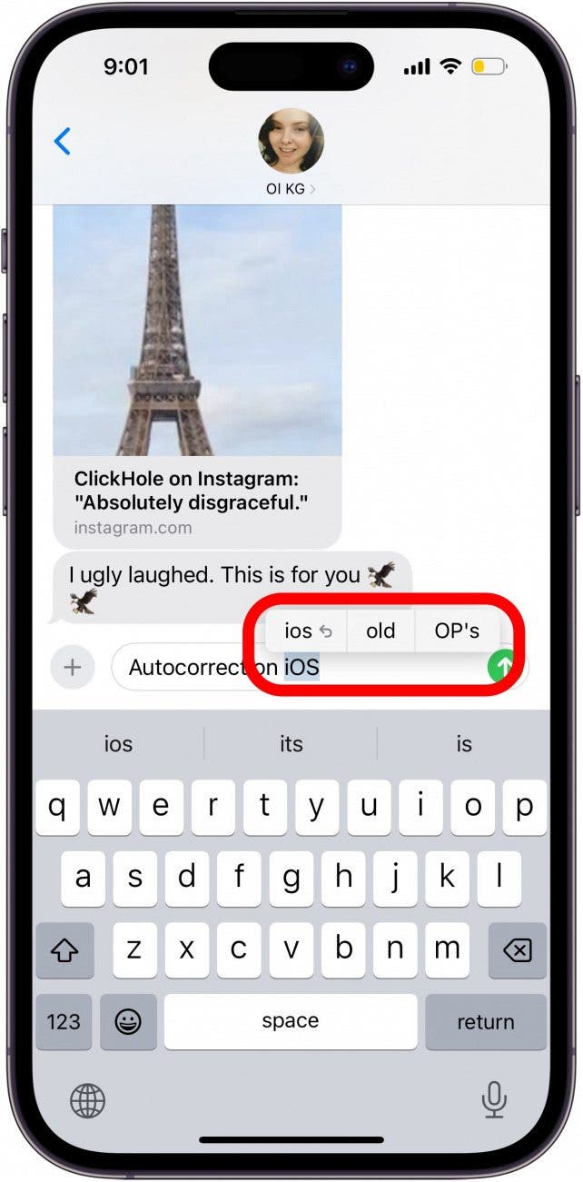 Kehren Sie zum zuvor eingegebenen Text zurück