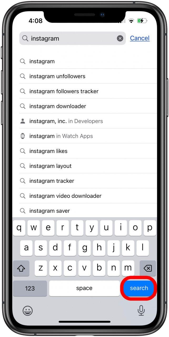 Tippen Sie auf „Suchen“, um Apps zu finden, die auf dem iPhone nicht angezeigt werden