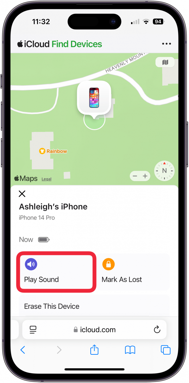 Tippen Sie auf „Ton abspielen“, um das verlorene iPhone Ihres Freundes anzupingen.