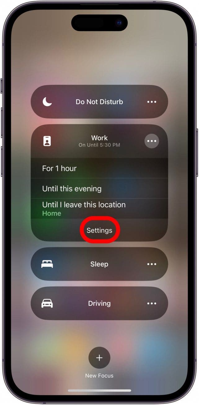Tippen Sie auf die iPhone-Fokuseinstellungen