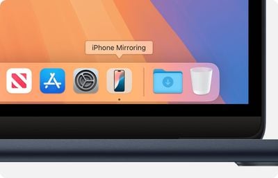 MacOS Sequoia MacBook Air iPhone Spiegelungs-App-Symbol im Dock