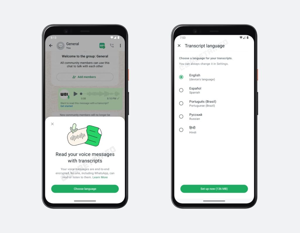 WABetaInfo-Sprachtranskription