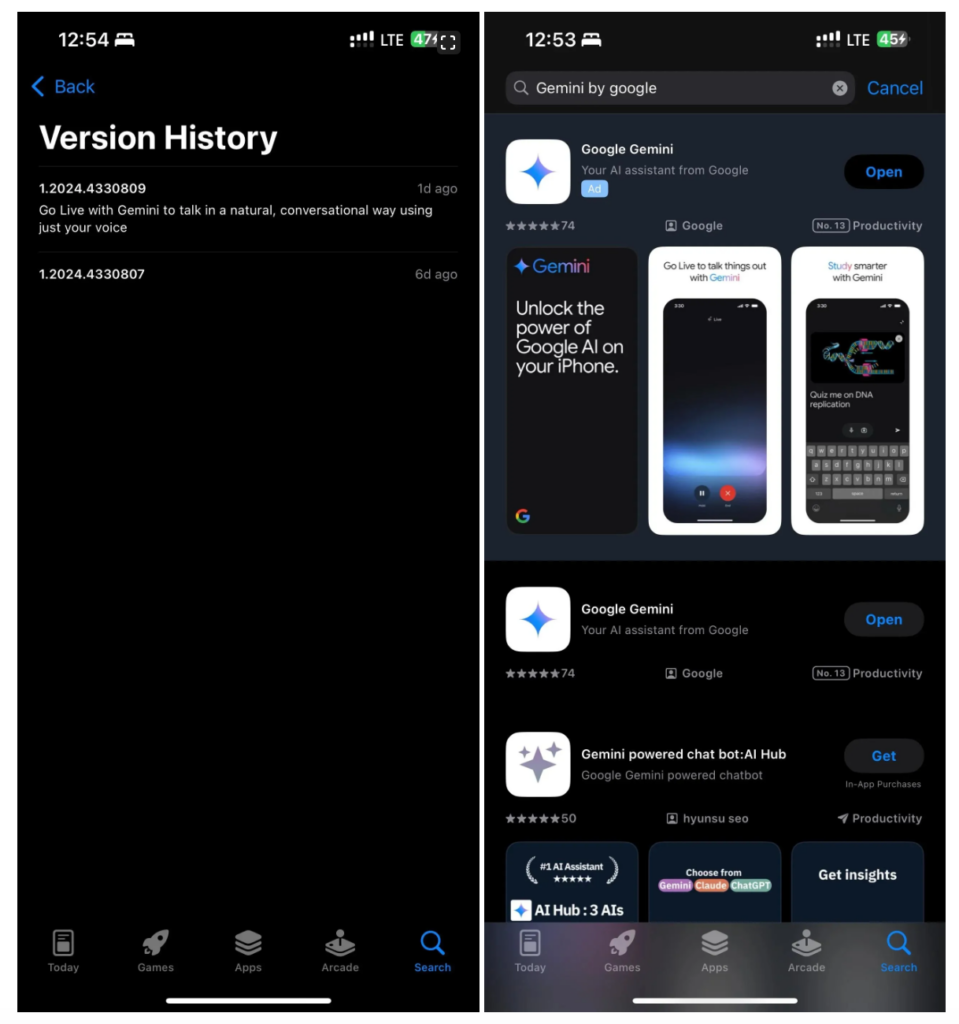 Google Gemini AI-App für iPhone