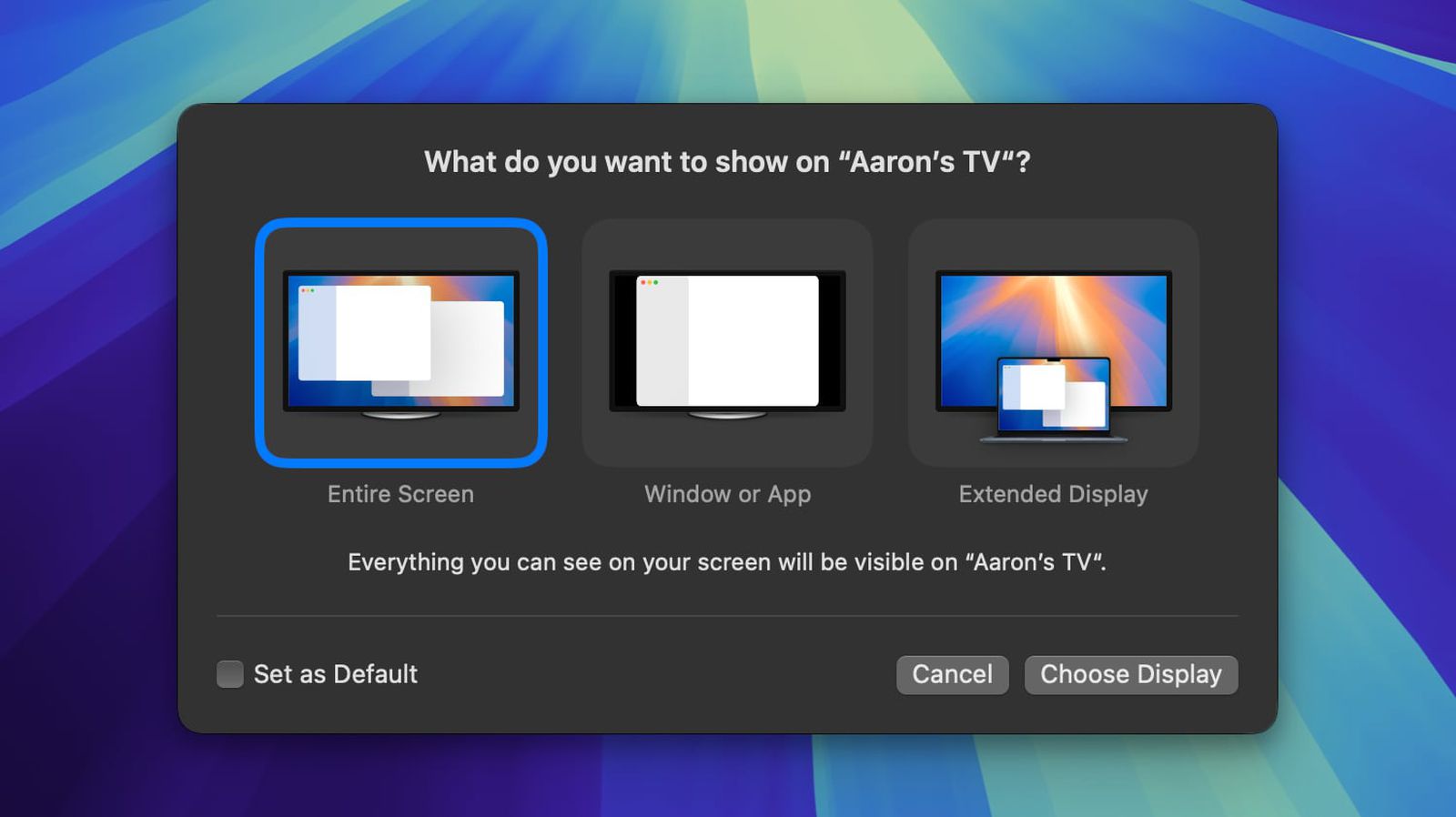 1734109225 macOS 152 Selektive Bildschirmfreigabe auf Ihrem Apple TV
