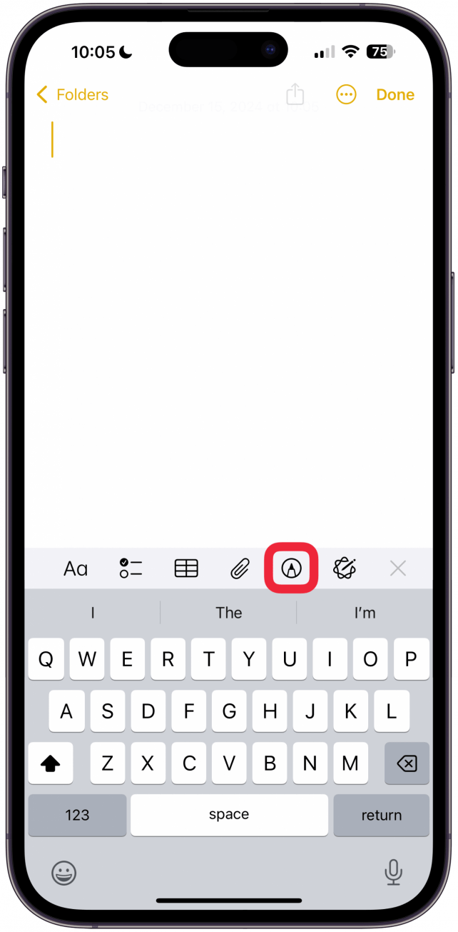 Tippen Sie auf das Markup-Symbol.
