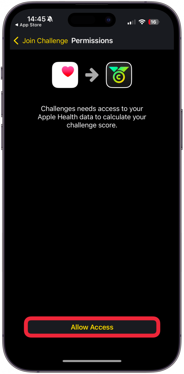Um der App die Erlaubnis zu geben, Ihre Aktivitätsringe und Apple Watch Fitness -Fortschritt zu sehen, müssen Sie den Zugriff aufnehmen.