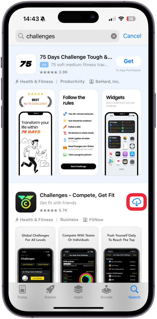 Laden Sie die Herausforderungen herunter - konkurrieren Sie die App (kostenlos) im App Store und öffnen Sie sie auf Ihrem iPhone.