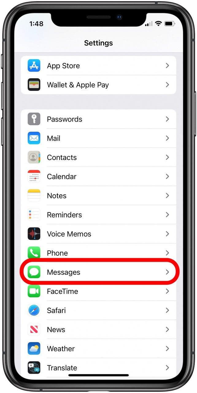 iPhone -Nachrichteneinstellungen
