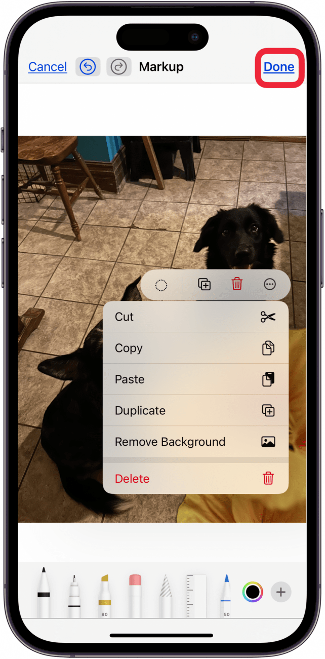 Tippen Sie auf Fertig, um das iPhone zu beenden, um den Fotoprozess auf den Foto hinzufügen zu
