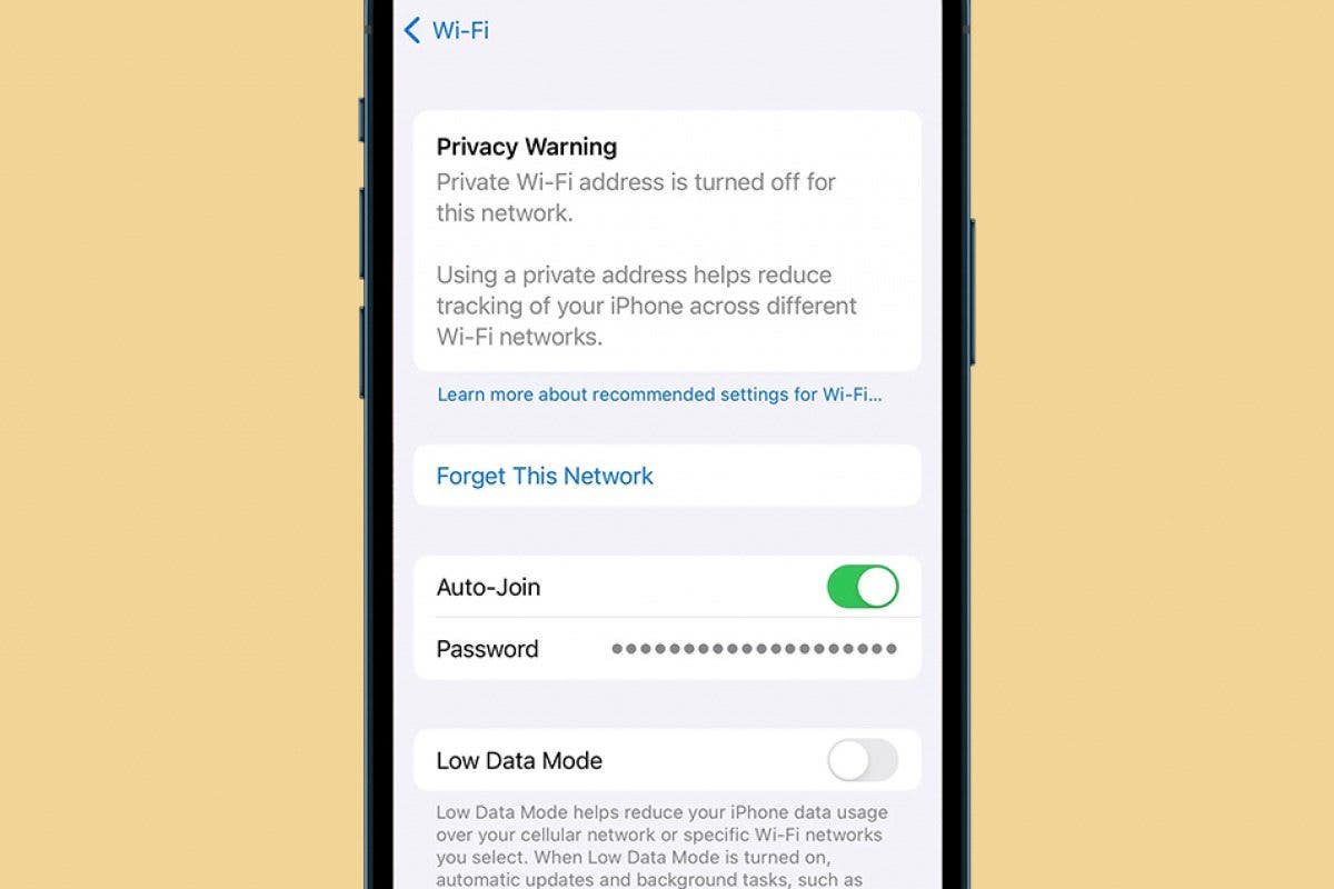 1740533765 Wi Fi Datenschutzwarnung auf einem iPhone Was es bedeutet und was zu