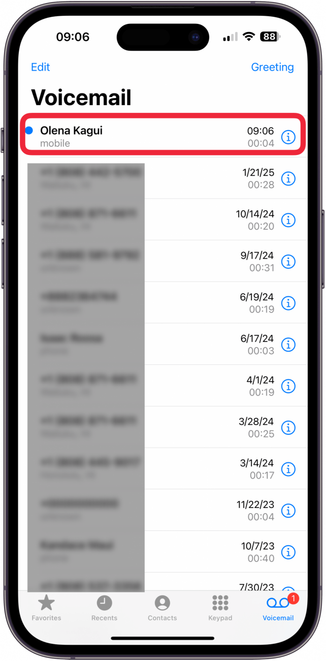 Der Empfänger wird die Voicemail sehen