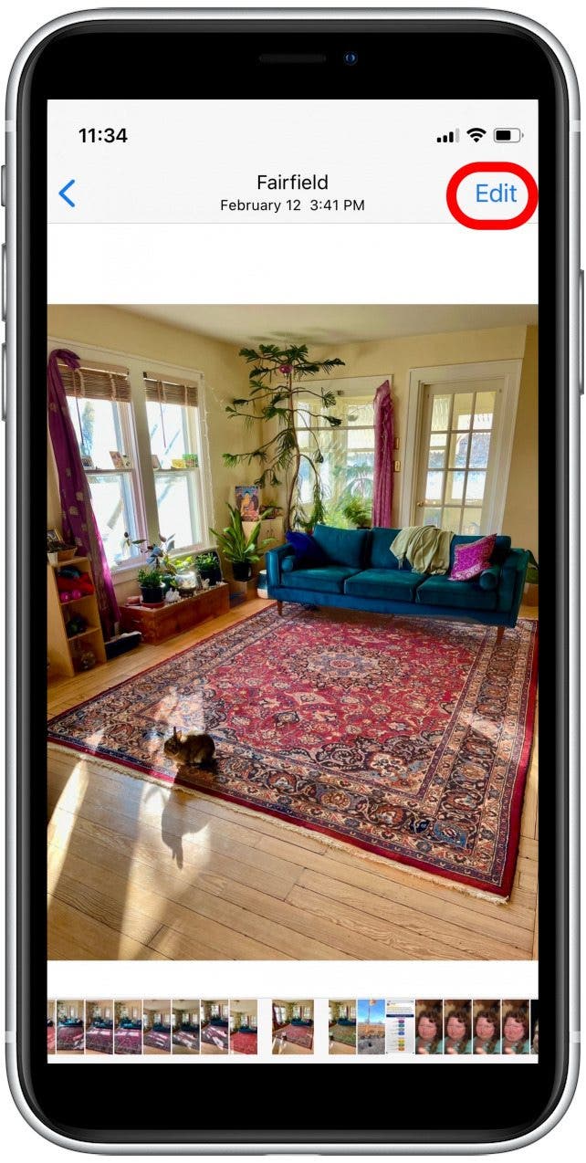 Tippen Sie in der oberen rechten Ecke auf die Schaltfläche Bearbeiten. So macht man ein Bild kleiner. 