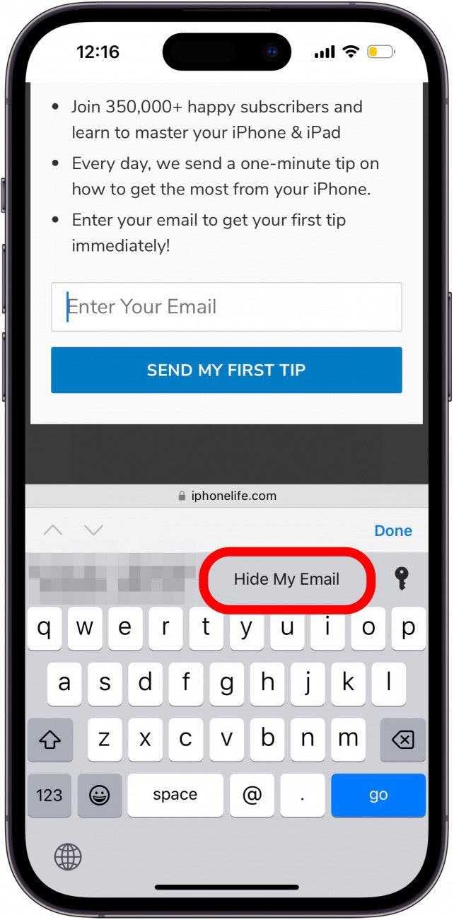 Tippen Sie auf meine E -Mail auf einer Website ausblenden