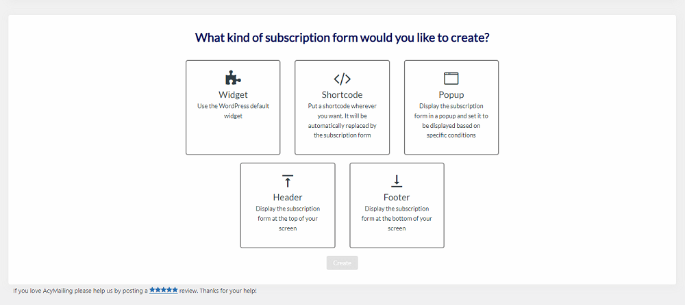formularios de suscripción acymailing