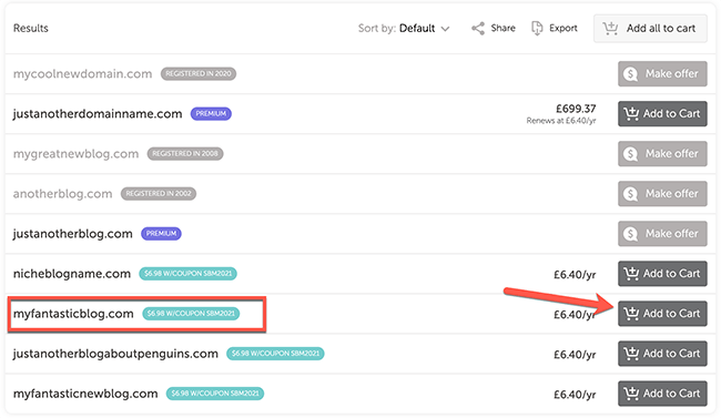 namecheap añadir carrito