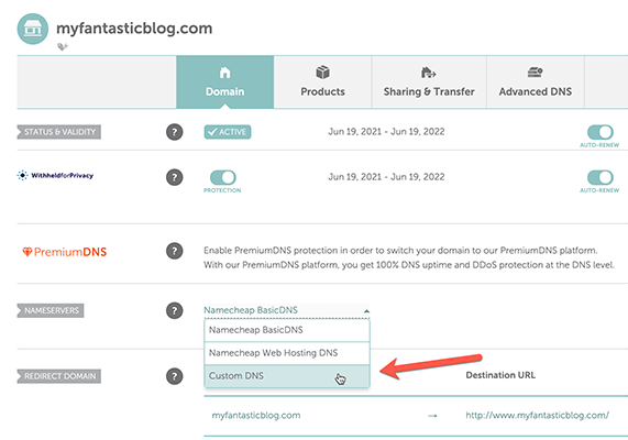 dns personalizados namecheap