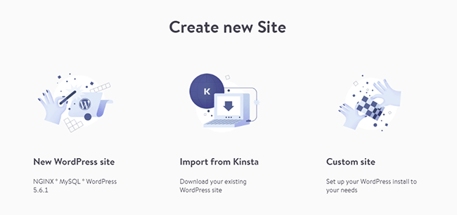 DevKinsta - Crea un sitio nuevo