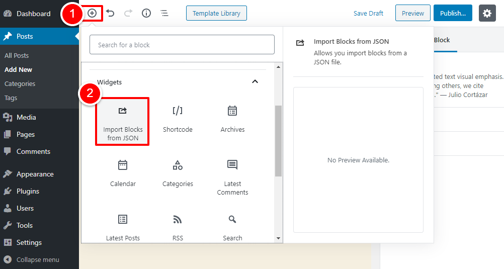 1636855220 816 Como exportar e importar bloques de Gutenberg en WordPress