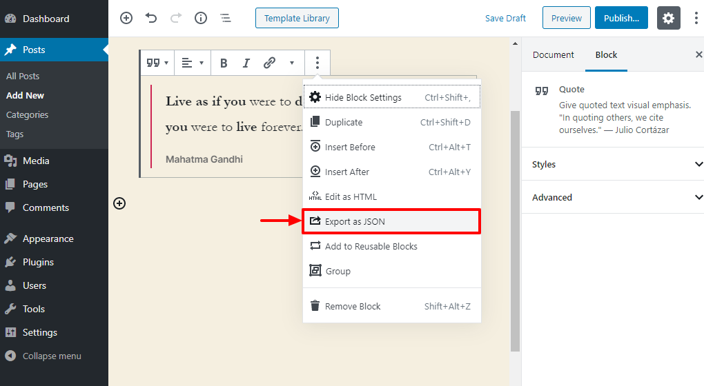 1636855220 901 Como exportar e importar bloques de Gutenberg en WordPress